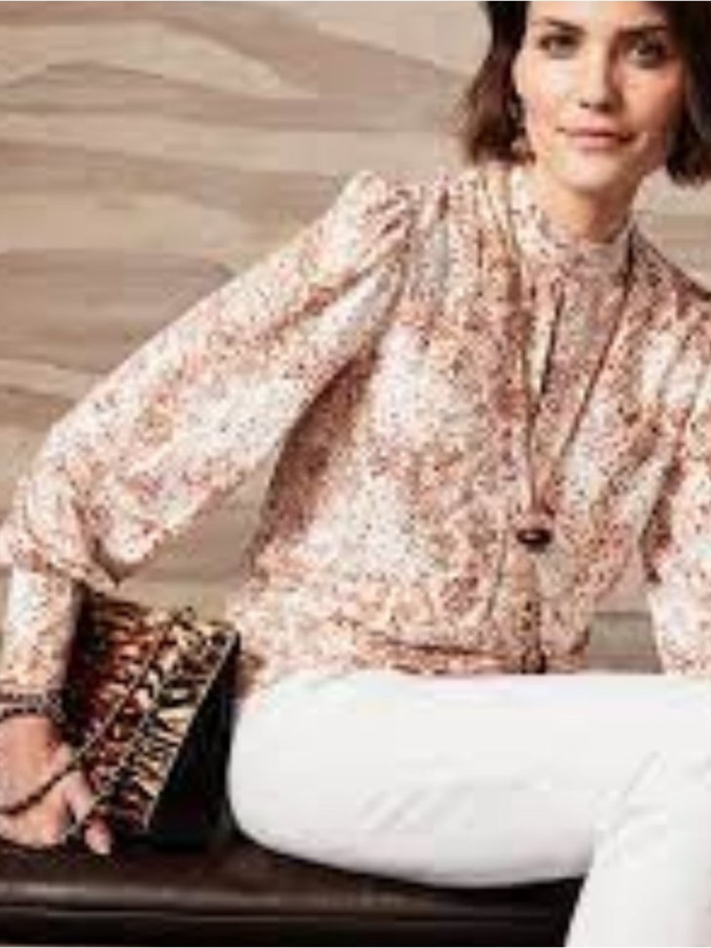 Chico's Snakeskin Keyhole Blouse